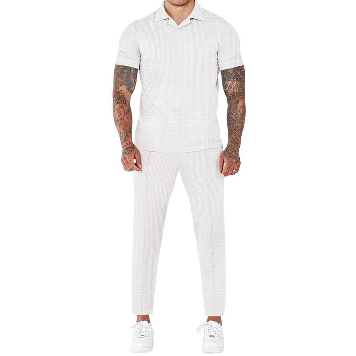 Modern men short sleeve structured fabric set Lune London
