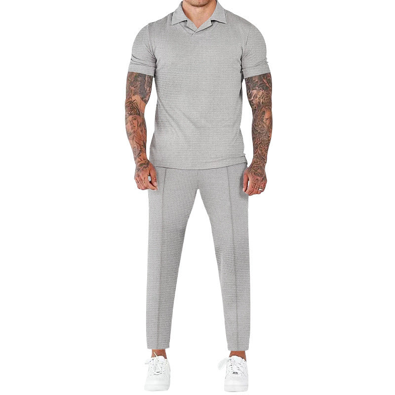 Modern men short sleeve structured fabric set Lune London