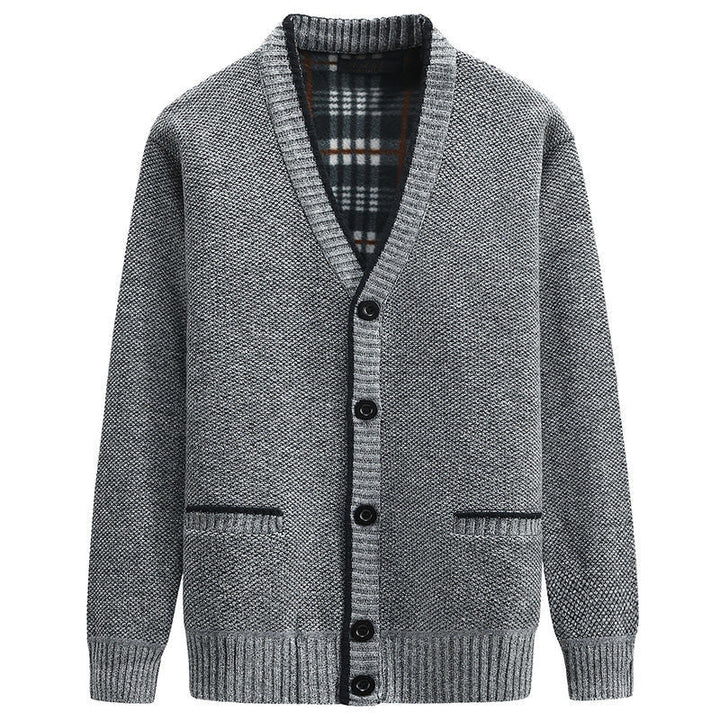 Men's elegant cardigan with V-neck and affectionate details Lune London