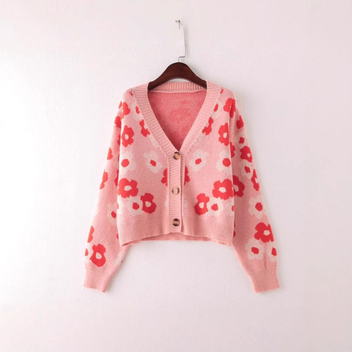 Women's cardigan with floral pattern and button details Lune London