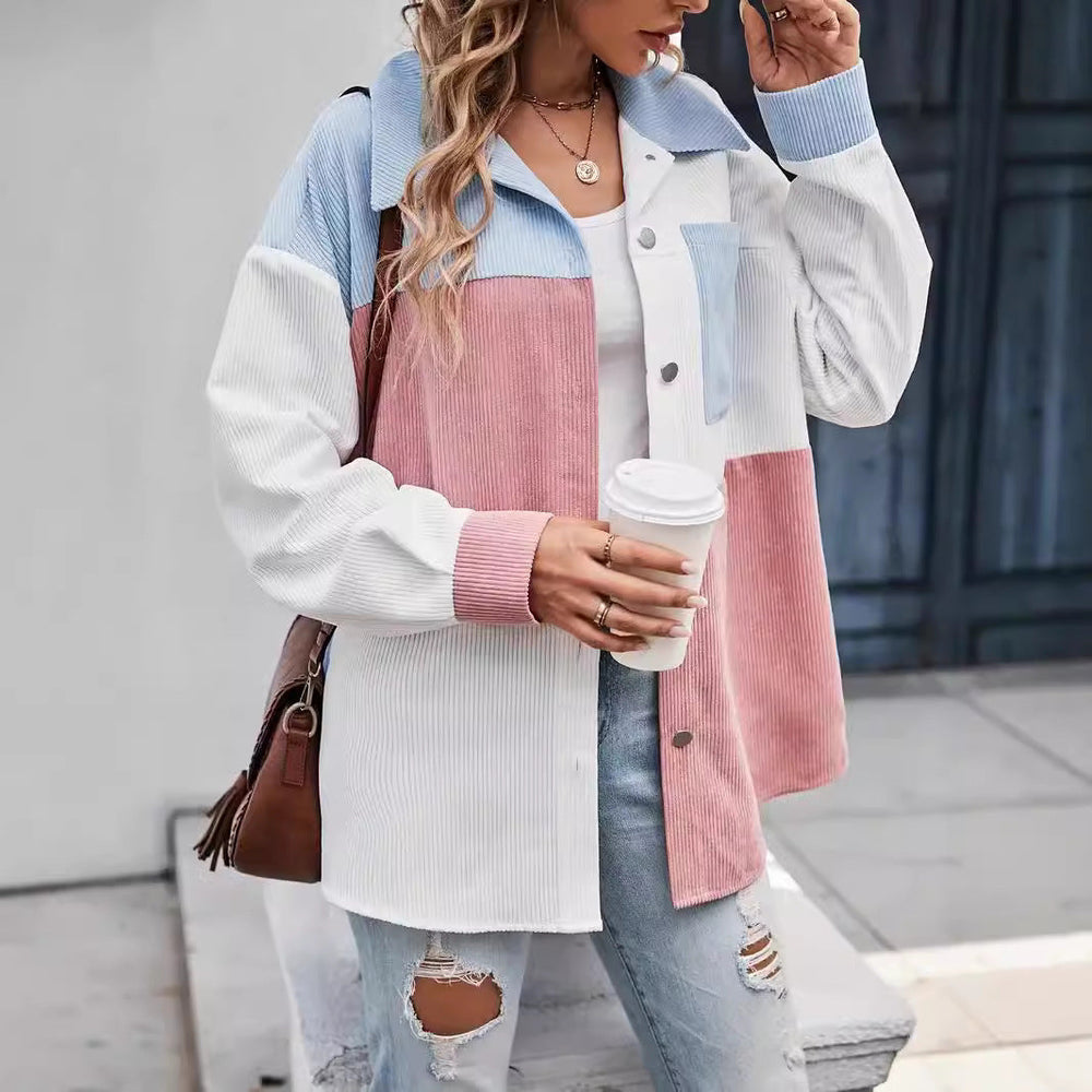 Lune London Women's Corduroy Jacket with Color Block Design