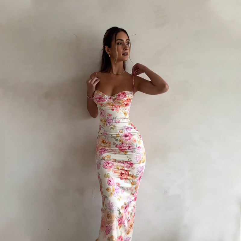 Lune London floral strapless bodycon dress