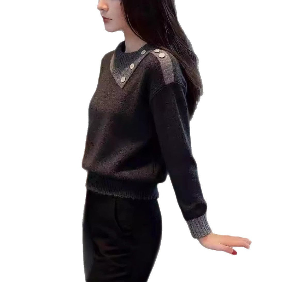 Pull en piqué pour femme avec détails en boutons Chic & Stil
