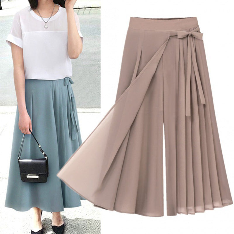 Ladies Pleated Skirt with Waistband and Elegant Draping