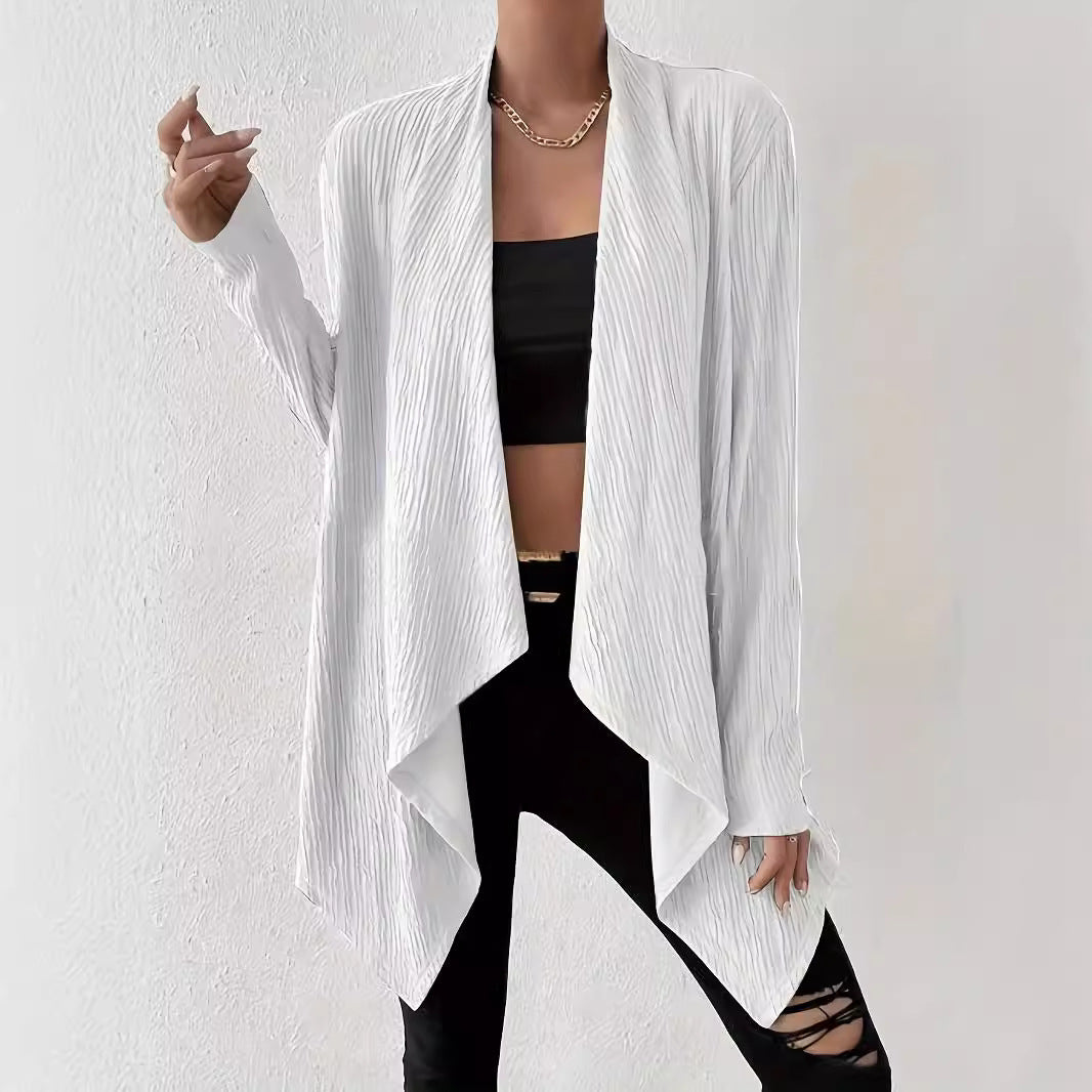 Women’s casual knitted jacket with structured design and open front Lune London