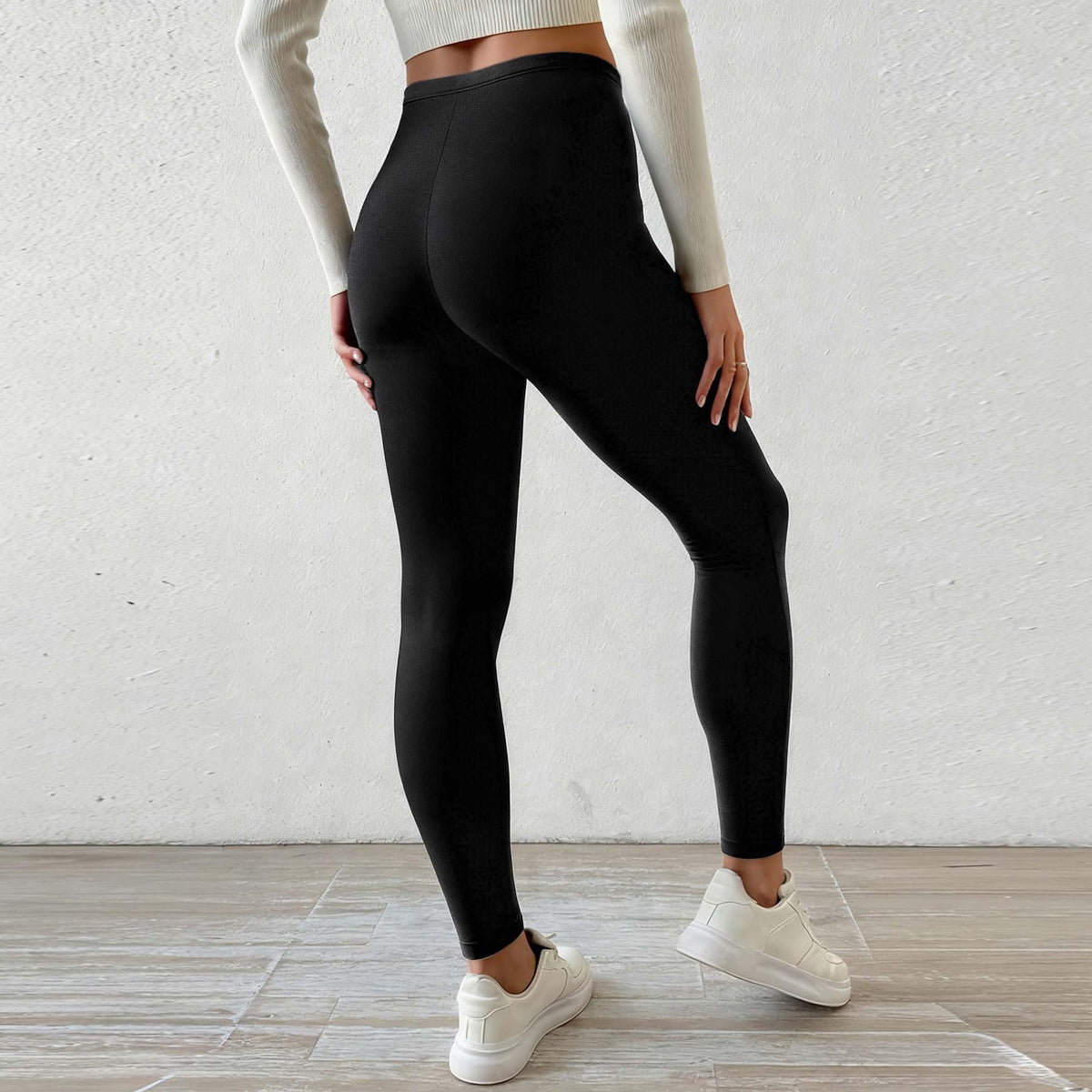 Women's Fleece-lined Leggings with High Waist and Drawstring