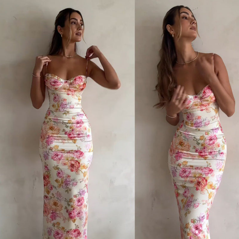 Lune London floral strapless bodycon dress