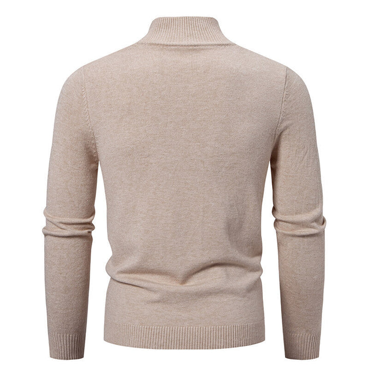 Men's knitted jacket with modern high collar and functional zipper Chic und Stil