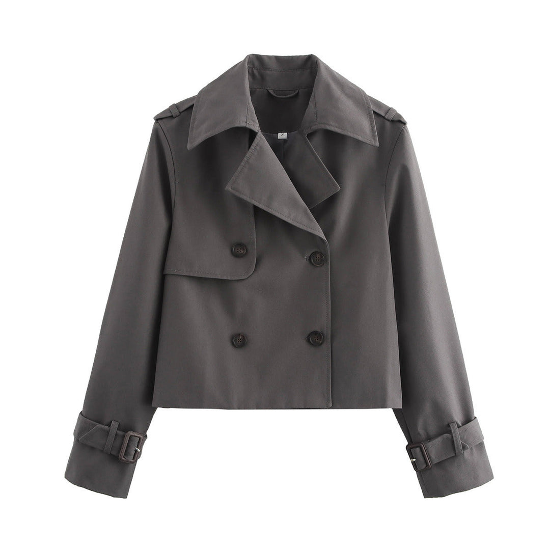 Lune London double-breasted short trench coat for women