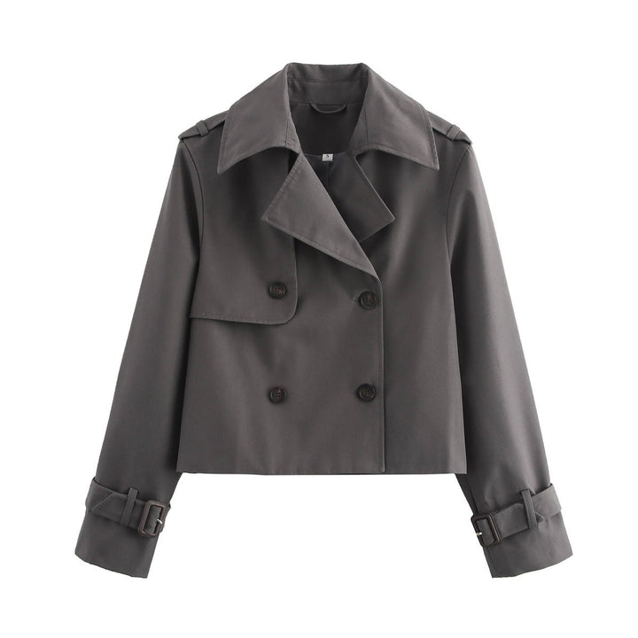 Lune London double-breasted short trench coat for women