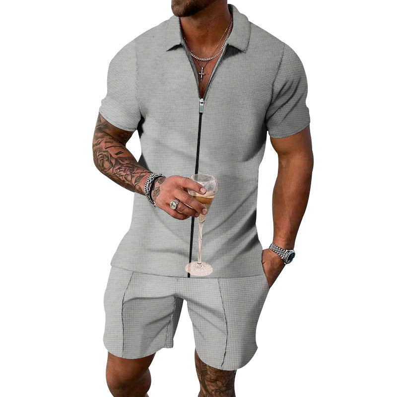 Men's short sleeve suit trendy in structured cotton Lune London