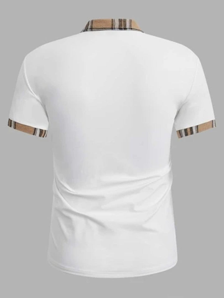 Men's Casual Polished Polo with Checkered Collar Lune London