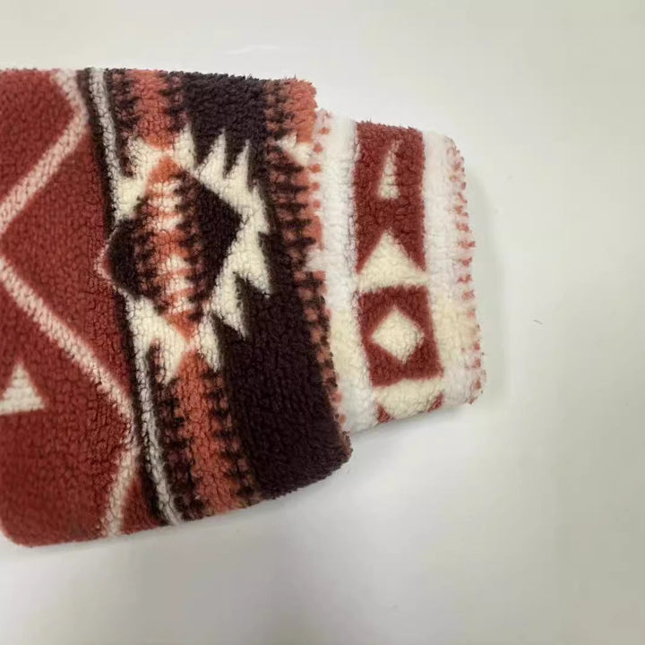Ladies comfortable fleece jacket with a modern Aztec pattern Lune London