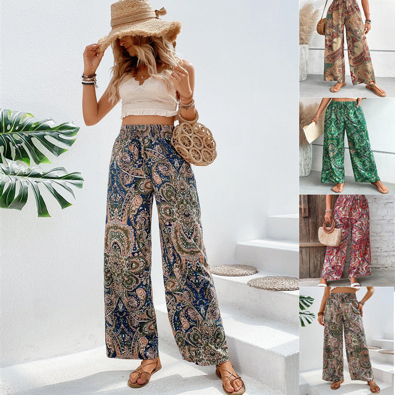 Wide Palazzo Pants for Women with an Elegant Paisley Pattern Lune London