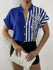 Elegant button blouse for women with floral patchwork