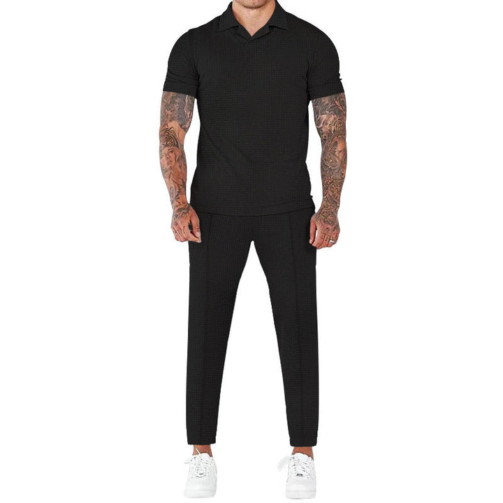 Modern men short sleeve structured fabric set Lune London