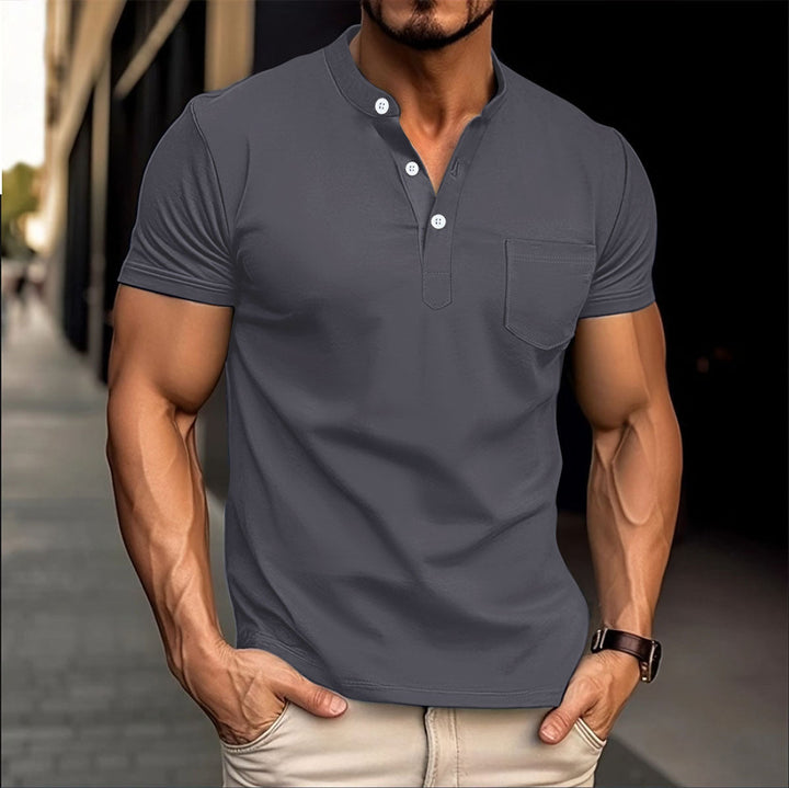 Men's polo with a modern collar and Lune London button details