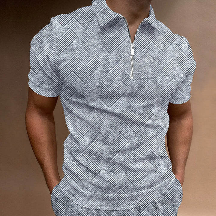 Men's zip polo short sleeves textured Lune London