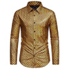Men's Shimmering Long-Sleeve Shirt with Fish Scale Design