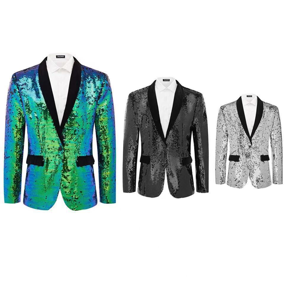 Veste de smoking pour hommes avec paillettes brillantes et col en satin élégant Lune London