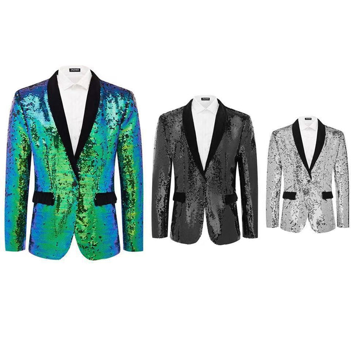 Veste de smoking pour hommes avec paillettes brillantes et col en satin élégant Lune London
