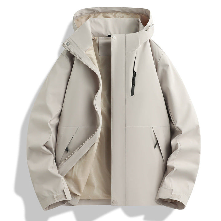Functional waterproof jacket for men with adjustable hood collar Lune London