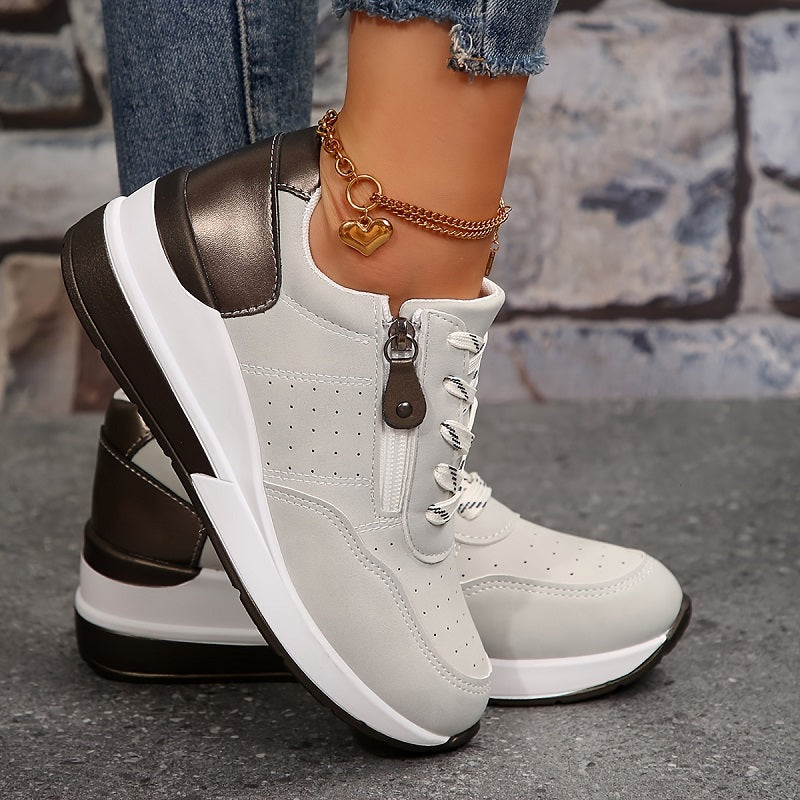 Orthopaedic Women's Trainers | Wedge Sole with Zip & Laces