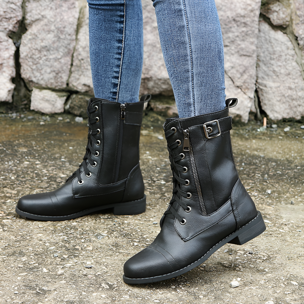 Women's Wide Fit Leather Boots with Cushioned Support