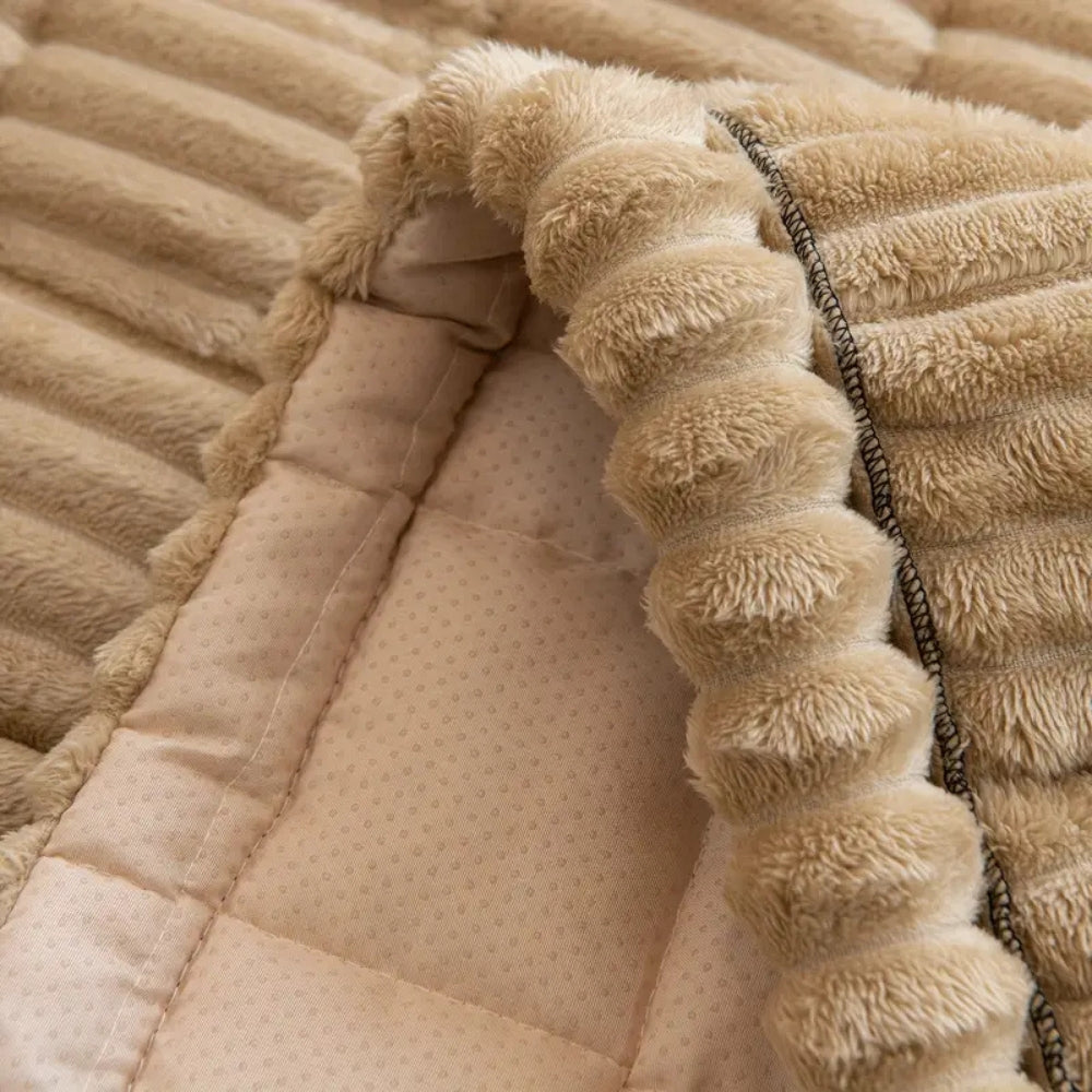 Plush Sofa Cover with Elegant Pleated Edges