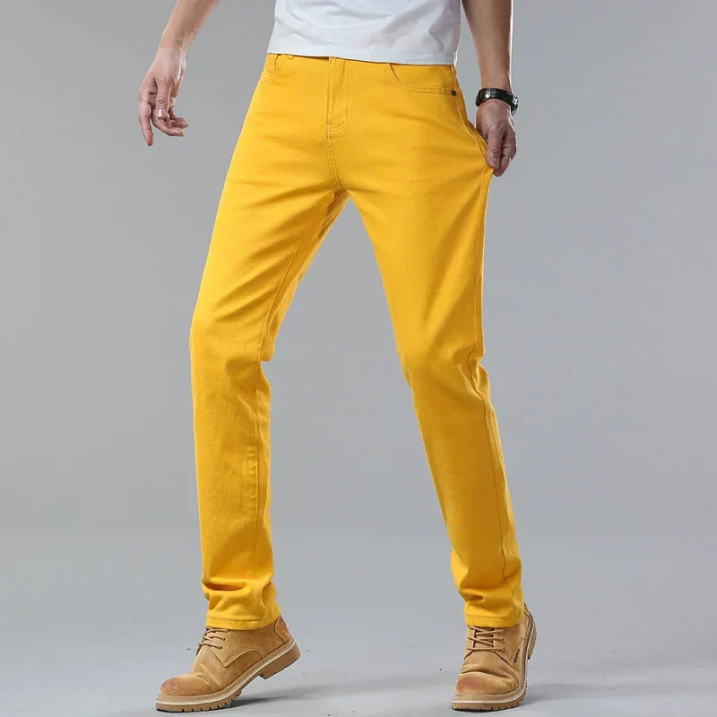Men's Coloured Cotton Jeans with Straight Leg