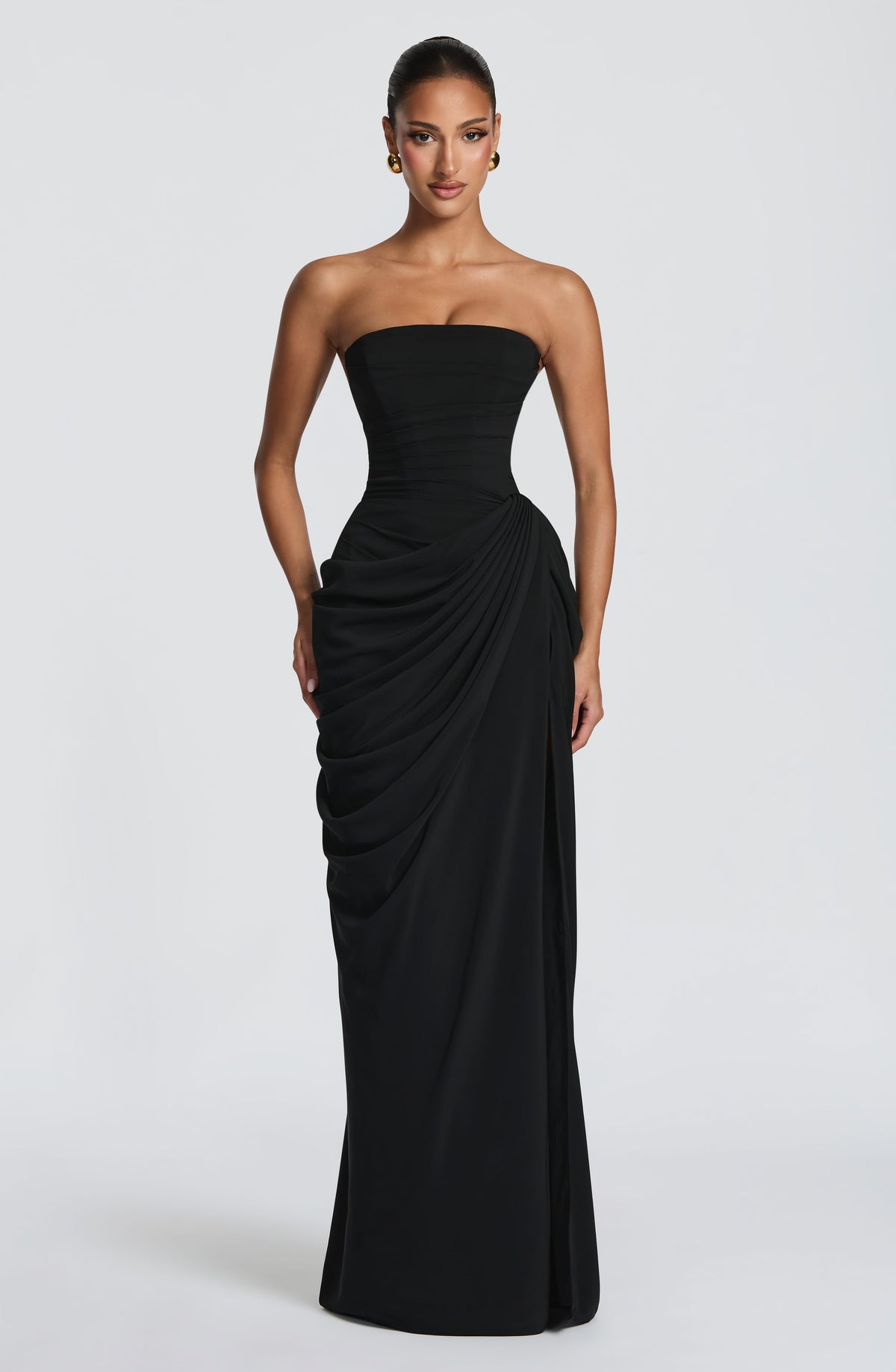 Lois strapless corset maxi dress with high slit