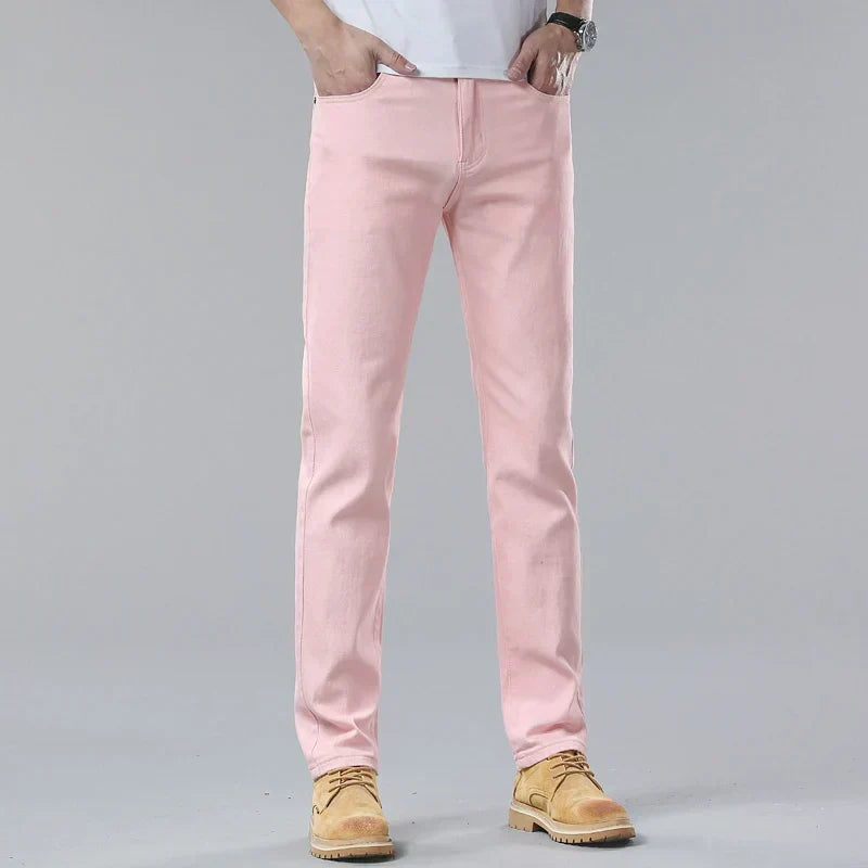 Men's Coloured Cotton Jeans with Straight Leg