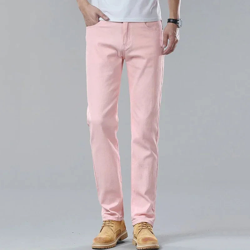 Men's Coloured Cotton Jeans with Straight Leg