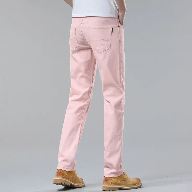 Men's Coloured Cotton Jeans with Straight Leg