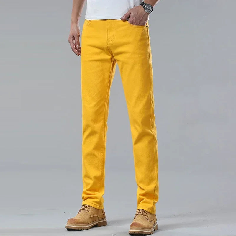 Men's Coloured Cotton Jeans with Straight Leg