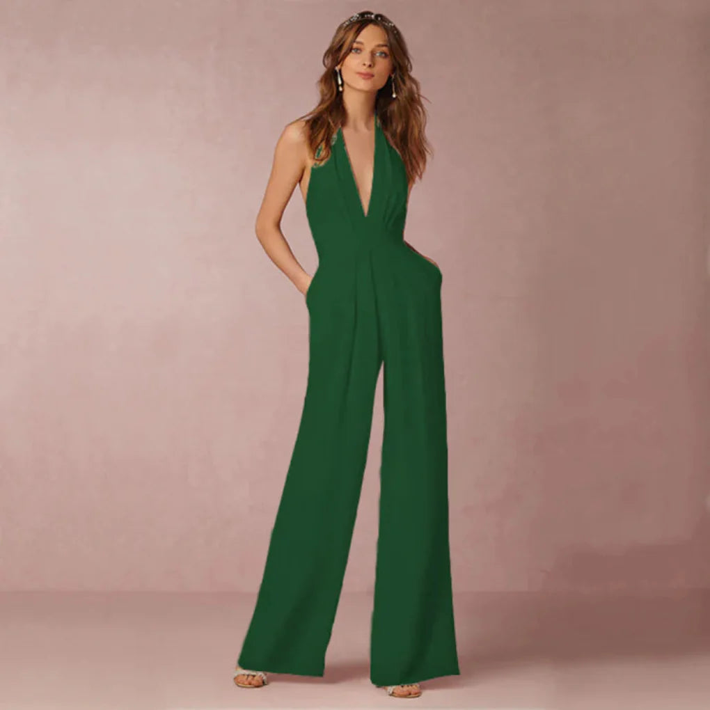 Deep V Neck Backless Jumpsuit