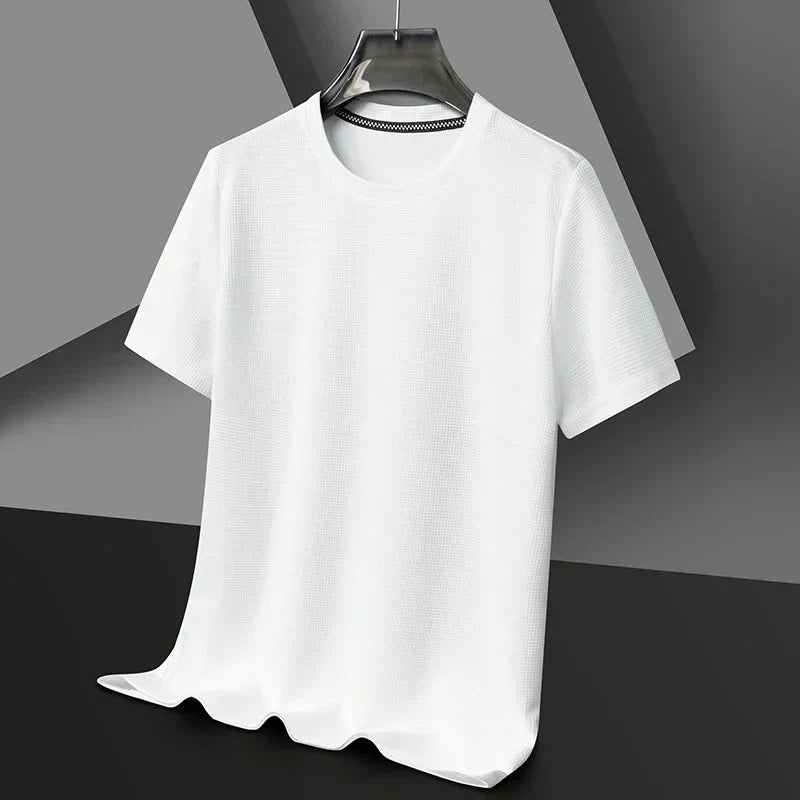 Men's Crew-Neck T-Shirt, Waffle Texture and Mesh