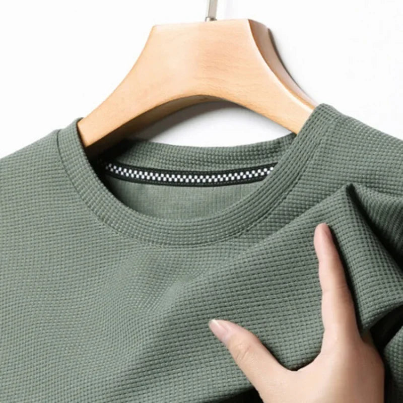 Men's Crew-Neck T-Shirt, Waffle Texture and Mesh