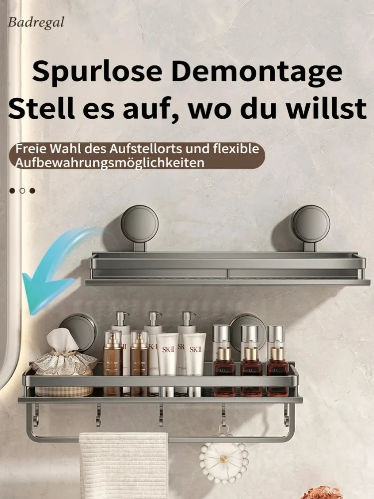 Bathroom Shelf with Suction Cup | No Drilling | Draining Rack