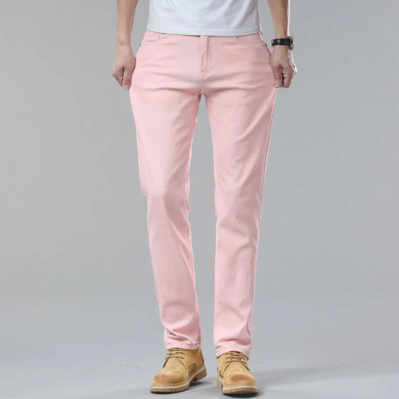 Men's Coloured Cotton Jeans with Straight Leg
