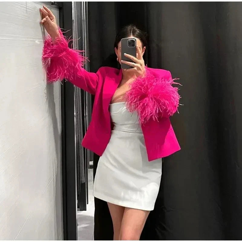Chic und Stil | Blazer with Feathers for Women