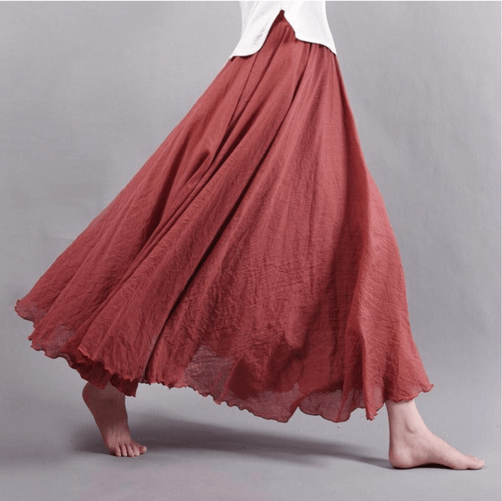 Bohemian Linen Maxi Skirt