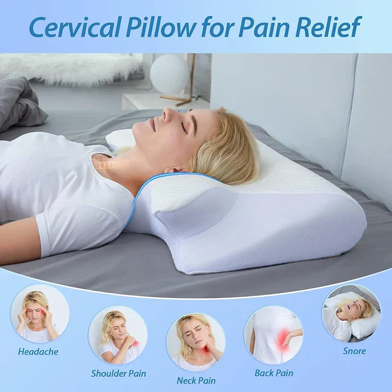 2-in-1 Viscoelastic Neck Support Pillow with Ergonomic Contour Design – RestAlign