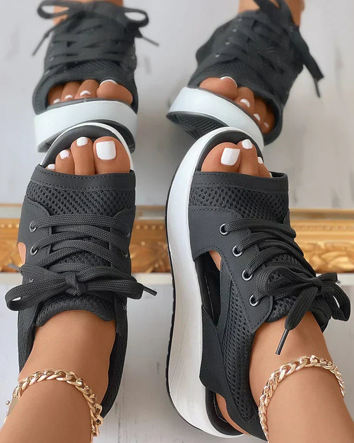 Chic und Stil | Orthopedic Open-Toe Mesh Sneakers for Women