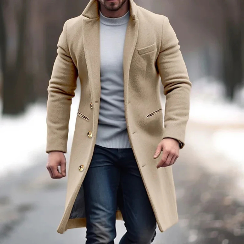 Men’s Wool-like-Blend Overcoat – Elegant Layer for Cooler Days