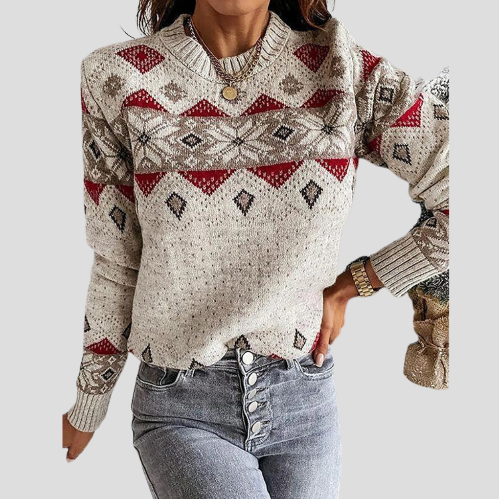 Women’s Geometric Print Long-Sleeve Sweater