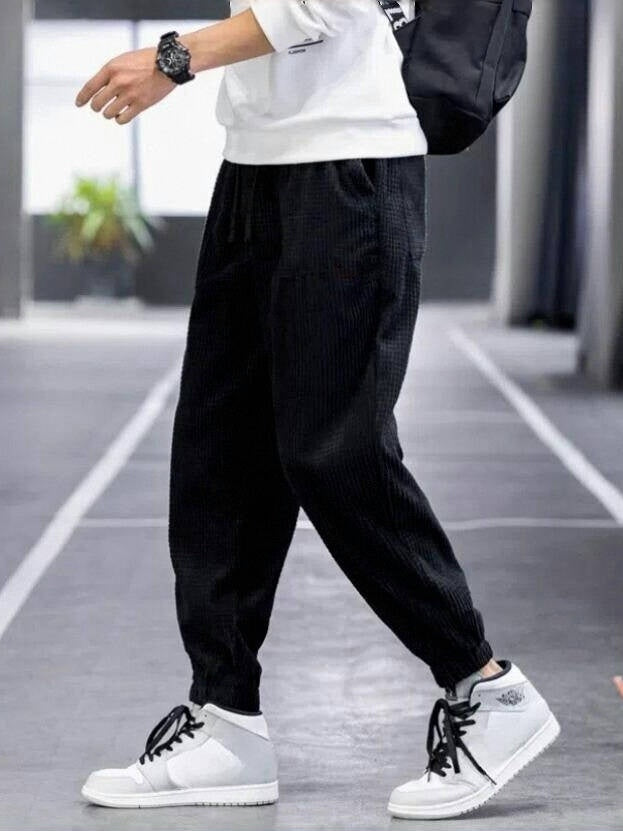 Men's Straight-Leg Corduroy Trousers, 9 Inch, Anti-Wrinkle, Fitted, Mid Rise with Long Legs