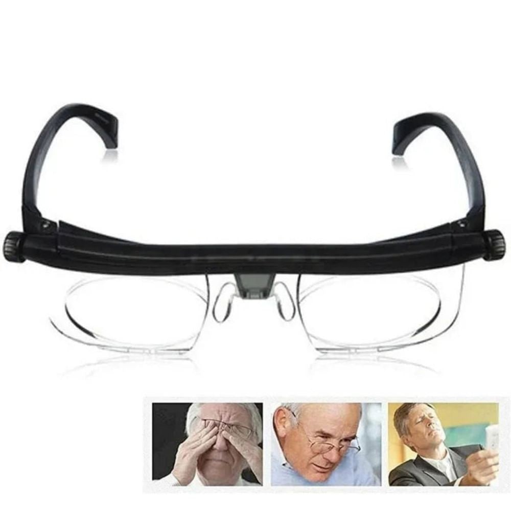 Adjustable Reading Glasses with Dual Focus Dials and Rimless Design