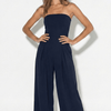 Chic Women’s Strapless Jumpsuit with Flowy Wide Legs