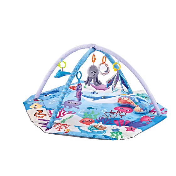 Baby Play Mat and Gym with Overhead Arches Hanging Toys and Activity Centre